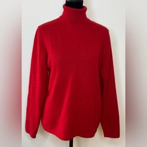 Charter Club 100% Cashmere Preppy Red turtleneck cozy chic Christmas sweater med